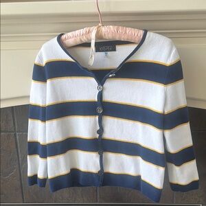 Blue and white striped sweater